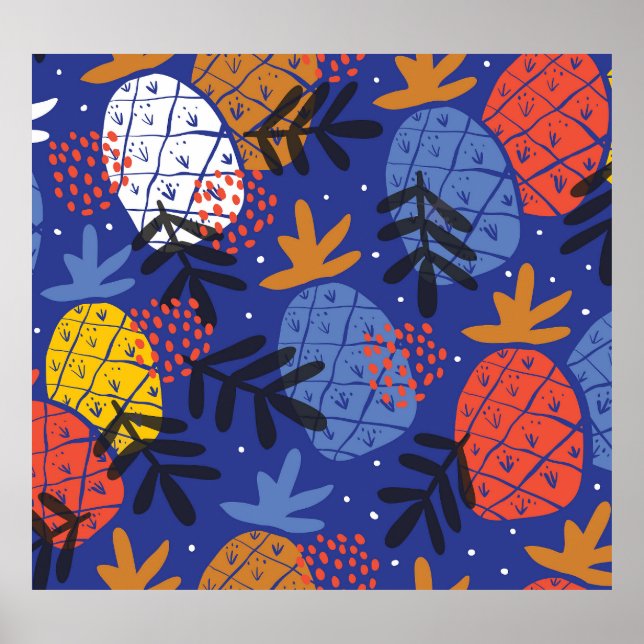 Abstrakte Ananas Blätter Vintages Muster Poster (Vorne)