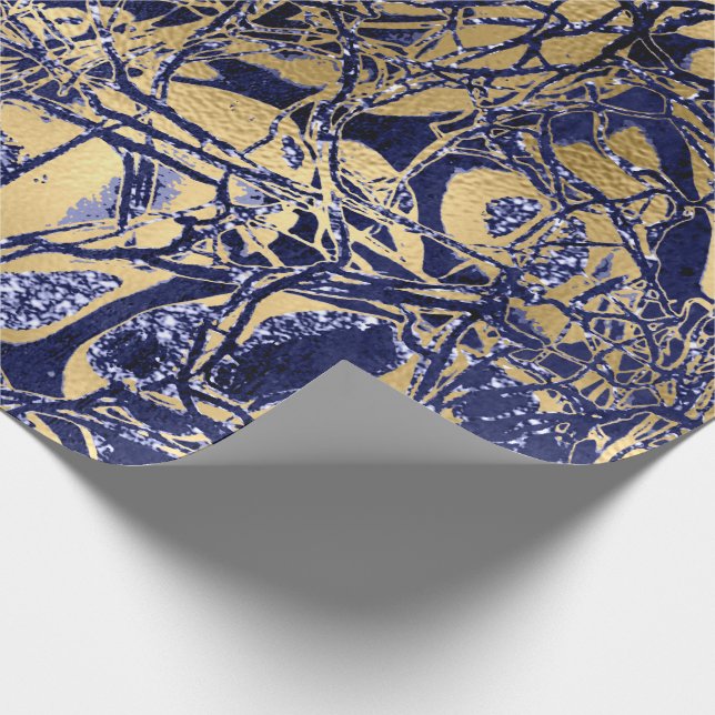 Abstrakte anatomische Körpernatur Cell Blue Navy Geschenkpapier (Ecke)