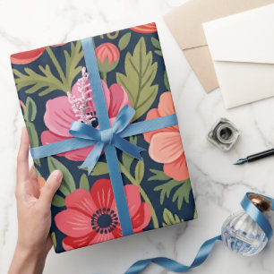 Abstrakte Anemonen Schmetterlinge Geschenkpapier