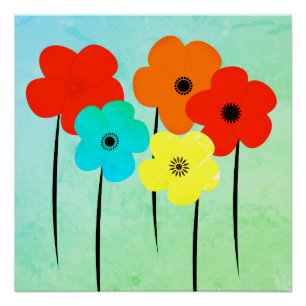 Abstrakte Anemones Blume Summer Vibes Poster