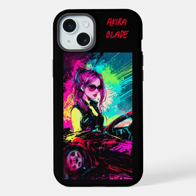 Abstrakte Anime Cyberpunk Female Driver iPhone Geh iPhone Hülle (Rückseite)