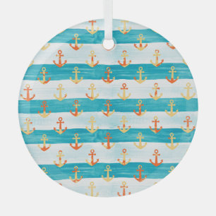 Abstrakte Anker: Wasserfarben-Streifenmuster. Ornament Aus Glas