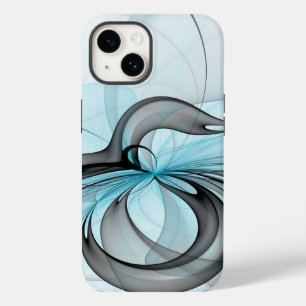 Abstrakte Anthrazitgraue Blaue Moderne Fraktal-Kun Case-Mate iPhone 14 Hülle
