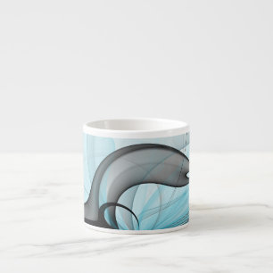 Abstrakte Anthrazitgraue Blaue Moderne Fraktal-Kun Espressotasse