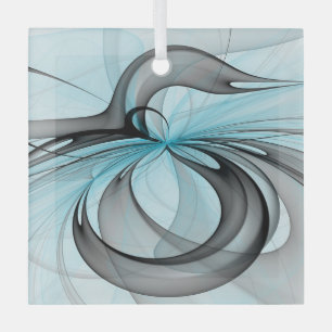 Abstrakte Anthrazitgraue Blaue Moderne Fraktal-Kun Ornament Aus Glas