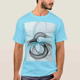 Abstrakte Anthrazitgraue Blaue Moderne Fraktal-Kun T-Shirt