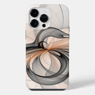 Abstrakte Anthrazitgraue Siena Moderne Fraktal-Kun iPhone 14 Pro Max Hülle