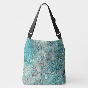 Abstrakte Aqua-Aquarellfarbe mit benutzerdefiniert Tragetaschen Mit Langen Trägern
