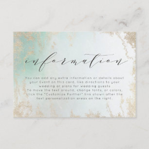 Abstrakte Aqua Ombre Fade mit Mattiertem Gold Glit Begleitkarte