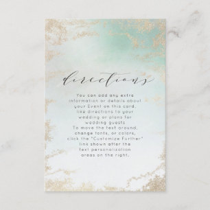 Abstrakte Aqua Ombre Fade mit Mattiertem Gold Glit Begleitkarte