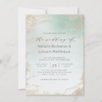 Abstrakte Aqua Ombre Fade mit Mattiertem Gold Glit