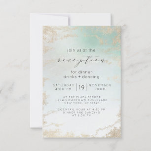 Abstrakte Aqua Ombre Fade mit Mattiertem Gold Glit Einladung