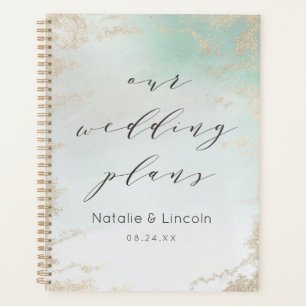 Abstrakte Aqua Ombre Fade mit Mattiertem Gold Glit Planer