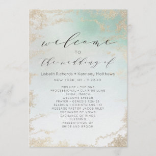 Abstrakte Aqua Ombre Fade mit Mattiertem Gold Glit Programm