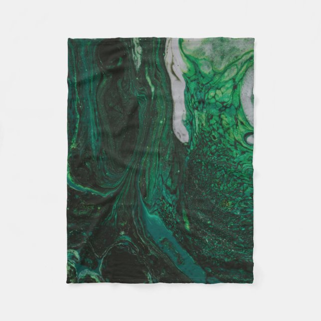 abstrakte aquamarin-weiße Malerei Fleecedecke (Vorderseite)