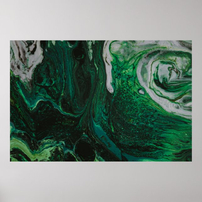 abstrakte aquamarin-weiße Malerei Poster (Vorne)