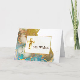 Abstrakte Aquamarine Gold Agate Aquarellfarbenbest Karte