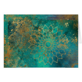 Abstrakte Aquamarine Gold Grunge Mandala Grußkarte
