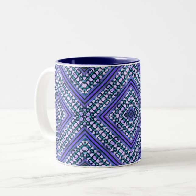 Abstrakte Aquamarine, Lila und schwarze Stämme Ins Zweifarbige Tasse (Vorderseite Links)