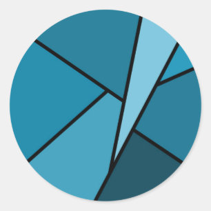 Abstrakte aquamarine Polygone Runder Aufkleber