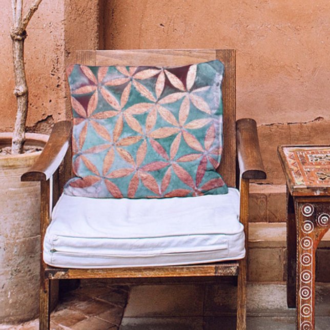 Abstrakte Aquamarine Rose Gold Watercolor Rosette  Kissen (Von Creator hochgeladen)