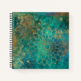 Abstrakte Aquamarine Wasserfarbe Gold Grunge Manda Notizbuch