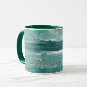 Abstrakte Aquamarine Wave Art Tasse