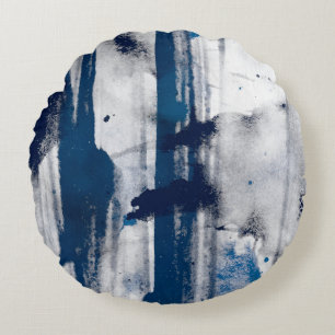 Abstrakte Aquarell auf Papier. Farbige Kunsttextur Rundes Kissen