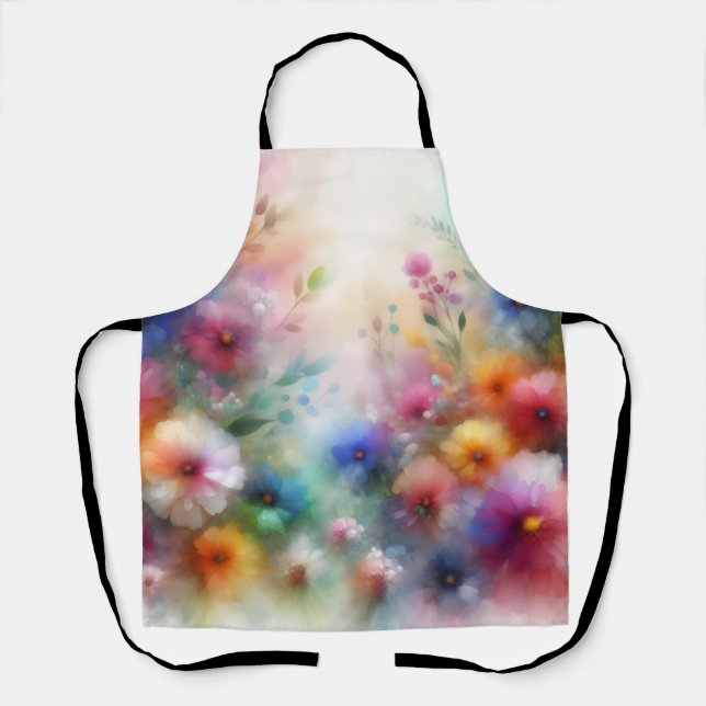 Abstrakte Aquarell-Blumen Schürze (Vorderseite)