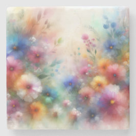 Abstrakte Aquarell-Blumen Steinuntersetzer