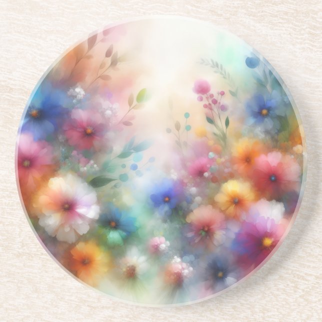 Abstrakte Aquarell-Blumen Untersetzer (Vorne)