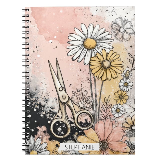Abstrakte Aquarell-Blumenkunst Notizblock (Vorderseite)