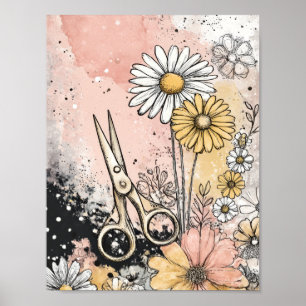 Abstrakte Aquarell-Blumenkunst Poster