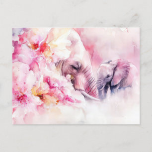 Abstrakte Aquarell Illustration eines Elefanten Postkarte