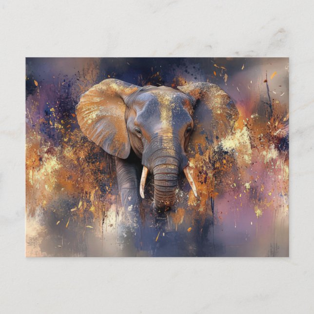 Abstrakte Aquarell Illustration eines Elefanten Postkarte (Vorderseite)