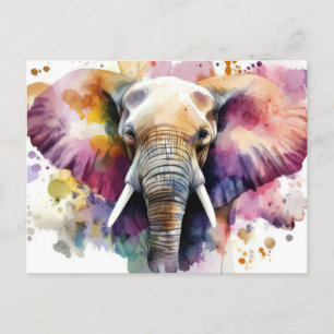 Abstrakte Aquarell Illustration eines Elefanten Postkarte