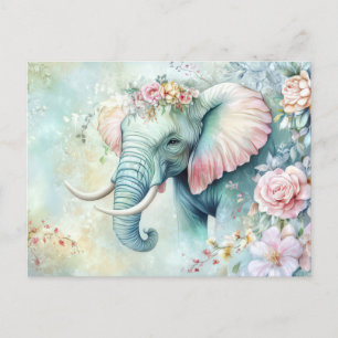 Abstrakte Aquarell Illustration eines Elefanten Postkarte