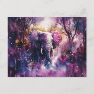 abstrakte Aquarell Illustration eines Elefanten Postkarte