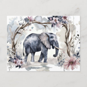 Abstrakte Aquarell Illustration eines Elefanten Postkarte