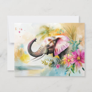 Abstrakte Aquarell Illustration eines Elefanten Postkarte