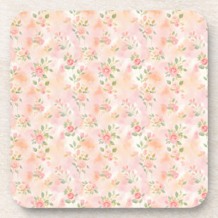 Abstrakte Aquarell Kleine Pfirsich Rosa Blumen Getränkeuntersetzer