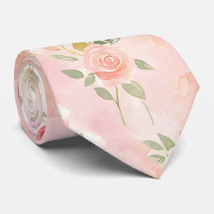 Abstrakte Aquarell Kleine Pfirsich Rosa Blumen Krawatte