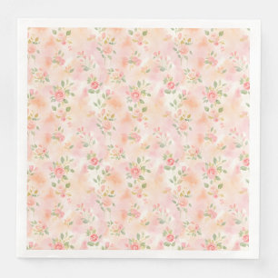 Abstrakte Aquarell Kleine Pfirsich Rosa Blumen Serviette