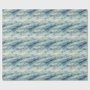 Abstrakte Aquarell-Ozean-Küstenblaue Ästhetik Geschenkpapier