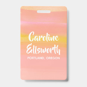 Abstrakte Aquarell-Rosa-Gelb-Personalisiert Ausweis
