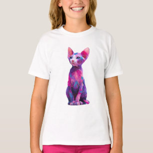 Abstrakte Aquarell-Sphynx-Katze Kinder T-Shirt