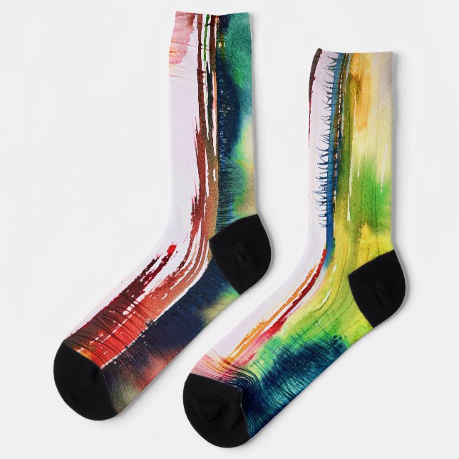 Abstrakte Aquarell-Strümpfe Socken (Linkes Detail)