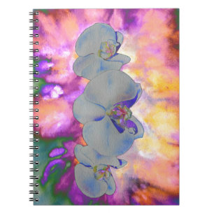 Abstrakte Aquarell-Tropenblumen-Orchideen Notizblock