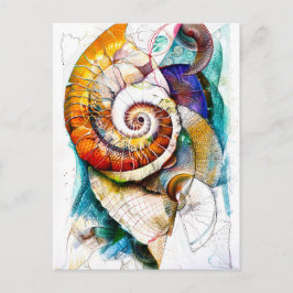 Abstrakte Aquarellbilder eines Nautilus Postkarte