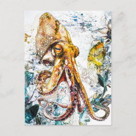 Abstrakte Aquarellbilder eines Tintenfischs Postkarte